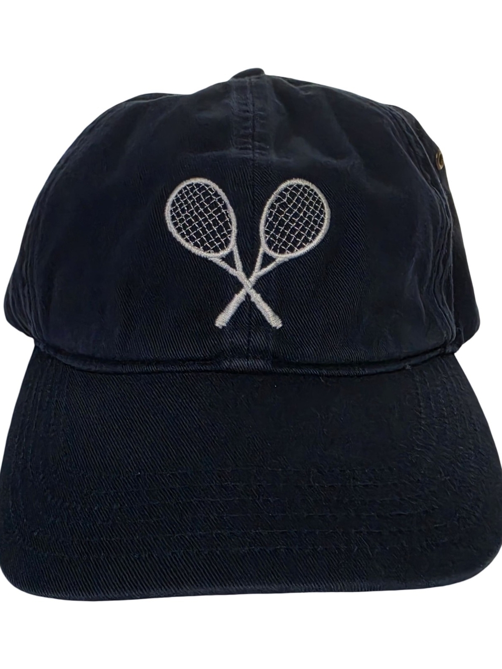 Navy Tennis Cap with White Racket Embroidery